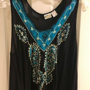 Embroidered sleeveless dress